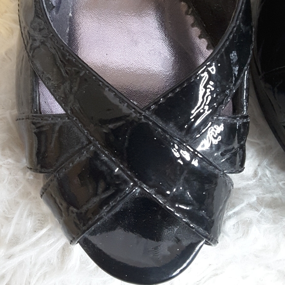 3/$30 Maurices black patent croco embossed slingback heels size 9M - Picture 5 of 11